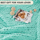 L'AGRATY Chunky Knit Blanket Throw: 50''x60'' Chenille Chunky Knitted Throw Blanket for Bed Couch - Handmade Thick Big Cable Knit Blanket - Large Crochet Rope Blanket for Home Decor(Lake Blue) by CozyNest Decor