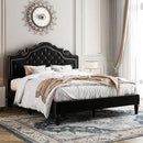 Allewie Full Size Bed Frame with Adjustable Velvet Tiara Headboard, Upholstered Diamond Button Tufted Platform Bed, Wood Slats Support, No Box Spring Needed, Black by CozyNest Decor