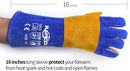 Welding Gloves Fire Heat Resistant: Blue 16IN 932℉ - Fireproof Leather For Stick Mig Flux-Core Welder Forge Blacksmith Fireplace Wood Stove Fire Pit Grill Oven Furnace Handling Dry Ice - Birthday Gift by GreenHaven Gardens