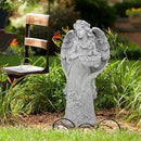 Outdoor Statues Angel Décor Garden Statue- 23.5" H Angel Statue,Resin Angel with Bird Figurine, Ideal for Yard, Patio, Deck, Home Entryway, and Hallway（Grey） by CozyNest Decor