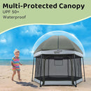 Pamo Babe Baby Playpen with Sun Protection Canopy - Indoor & Outdoor Play Yard for Babies and Toddlers - Baby Tent with Zipper Door by TinyTreasures Baby Boutique
