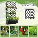 Metal Planter Trellis Box with Wheels & Drain Plug Outdoor Raised Garden Bed Patio Privacy Screen with Planter for Climbing Plants, Vegetables 73"x35"x16" Black-Diamond by GreenHaven Gardens