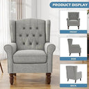 UIXE High Back Accent Chair, Upholstered Armchair in Fabric, Retro Wingback Arm Chair for Living Room, Comfy Single Sofa Bedroom Reading Seat with Solid Wood Legs - Light Gray by CozyNest Decor