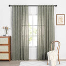 MYSKY HOME 90 Inches Long Living Room Curtains Farmhouse Light Filtering Privacy Curtain Drapes for Patio Door, Linen Look Texture Fabric Bohemian Draperies Soft Touch, 50x90, Olive Green, 2 Panels by CozyNest Decor