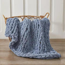 WESHIONGOO Chunky Knit Blanket Throw 40"×40" Knitted Throw Blankets for Couch Bed Fluffy Soft Blanket with Jumbo Chenille Yarn Thick 100% Handmade (Dusty Blue) by CozyNest Decor