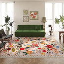 Living Room Rug 6x9 Rug Machine Washable Boho Area Rug Non Slip Floral Vintage Low Pile Large Rug for Living Room, Bedroom, Farmhouse, Dining Room, Kids Playroom(Beige) by CozyNest Decor