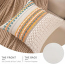Boho Chenille Tufted Couch Throw Pillow Covers 18x18 Inch Set of 2 Farmhouse Striped Decorative Pillow Covers Accent Neutral Pillowcase Yellow Teal Cushion Cover for Living Room Sofa Bed by CozyNest Decor