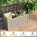 150 Gallon Resin Outdoor Deck Box Waterproof Patio Furniture, Garden Tools, Cushions, Pool Accessories Outside Storage Box (150 Gallon,Grey) by GreenHaven Gardens