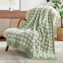 Snuggle Sac Houndstooth Throw Blanket for Couch, Reversible Super Soft Warm Blankets Cozy Knit Fuzzy Plush Lightweight Throws for Sofa, Bed, Camping, Green,50x60 inches by TinyTreasures Baby Boutique