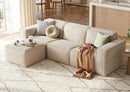 LINSY HOME Modular Sectional Sofa, 105" Boneless Couch L Shaped 3-Seat Sofa with Movable Ottoman, Corduroy Sectional Cloud Couches for Living Room, No Assembly Required, Beige by CozyNest Decor