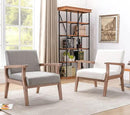 Mid Century Modern Accent Chair Set of 2, Linen Upholstered Living Room Accent Armchair with Wood Frame, Farmhouse Chair for Living Room Bedroom, Ivory by CozyNest Decor