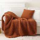 Battilo Chunky Knit Throw Blanket, Soft and Thick Chenille Throw Blanket, 50"x60" Handmade Cable Knit Crochet Blanket, Large Rope Knot Throw Blankets for Couch Sofa Bed Home Decor, Caramel by CozyNest Decor