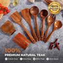 Wooden Spoons for Cooking, Kitchen Utensils Set, Wood Spatulas Soup Ladle Serving Spoons Teak Wooden Utensil Set（8 Pieces ） by CozyNest Decor