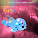 Hopearl LED Musical Stuffed Puppy Lighting Up Singing Plush Dog Adjustable Volume Lullaby Animated Soothe Birthday Festival for Kids Toddler Girls, Blue, 17'' by TinyTreasures Baby Boutique