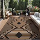 MontVoo Outdoor Rug-Waterproof Patio Rug Mat 5x8 Outdoor Carpet Mat Reversible Plastic Straw Outside Outdoor Rug for RV Camping Picnic Balcony Backyard Pool Deck Porch Modern Boho Black Brown by GreenHaven Gardens