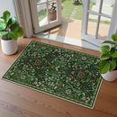 Floral 2x3 Entryway Rug,Washable Front Door Mat Indoor Non Slip Low Pile Small Carpet, Soft Green Boho Botanical Throw Rug for Bathroom Bedroom Kitchen Laundry Indoor Entrance by TinyTreasures Baby Boutique