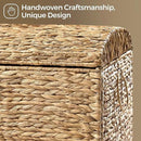 Handwoven Storage Basket with Lid, 178L Wicker Storage Bin, Natural Water Hyacinth, Leather Buckle & Metal Frame, Metal Ring Handles for Easy Transport, Storage Chest & Trunk for Bedroom, Living Room by CozyNest Decor
