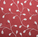 MIUCO Floral Embroidered Semi Sheer Curtains Faux Linen Grommet Curtains for Living Room 52 x 63 Inch 2 Panels, Burgundy by CozyNest Decor