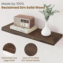 Floating Shelves for Wall Decor, Rustic Solid Elm Wood Live Edge Floating Shelves Wall Mounted, Wall Shelves with Invisible Bracket for Living Room Bathroom Bedroom Kitchen, 24 Inch Set of 2, Walnut by CozyNest Decor