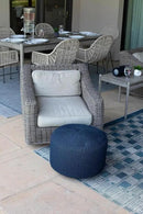 BIRDROCK HOME Outdoor Pouf Ottoman | Hand Woven Waterproof Foot Stool with Bead Bag Filling | Boho Foot Rest for Patio, Living Room, Porch & Outdoor Seating | Lightweight, Soft Stuffed Chair | Navy by CozyNest Decor