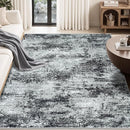 Washable Rug 6x9 Area Rugs: Abstract Washable Rugs with Non-Slip Backing, Stain Resistant Indoor Floor Carpet for Bedroom Dining Room Table Nursery Hallway Home Office Dark Black/Gray by TinyTreasures Baby Boutique