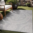 Medallion Outdoor Rug 5x7 Washable Outside Carpet for Indoor Patio Porch Waterproof Easy Cleaning Non Shedding Area Rugs Gray 5 x 7 by CozyNest Decor