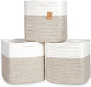 NaturalCozy 13 Inch Cube Storage Bins Cotton Rope Woven Baskets for Organizing 3-Pack | 13 x 13 Storage Cubes | Fabric Square Storage Baskets for Shelves Organizer, Kids Toy Bins, Closet Baby Nursery by TinyTreasures Baby Boutique