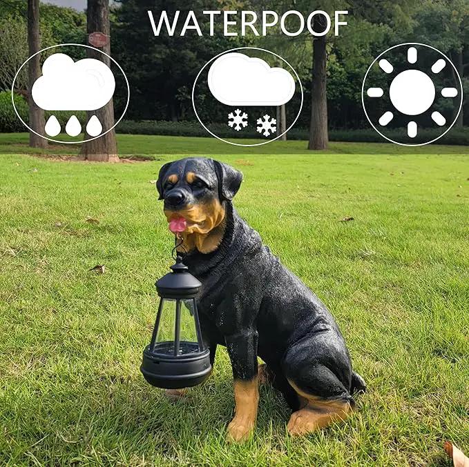 Garden Statues Dog Solar Hanging Light, Courtyard Resin Simulated Handicraft Dog Statue Ornament, Garden Yard Entrance Decoration., photo 5 of 7