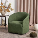KINWELL 32" Wide Modern Boucle Swivel Barrel Chair, No Assembly Round Upholstered Swivel Accent Armchair for Living Room, Bedroom, Office (Green) by CozyNest Decor