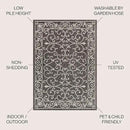 JONATHAN Y SMB106G-8 Charleston Vintage Filigree Textured Weave Indoor Outdoor Area Rug Classic Coastal Easy Cleaning Bedroom Kitchen Backyard Patio Non Shedding, 8 X 10, Black/Gray by GreenHaven Gardens