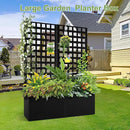 Metal Raised Garden Bed, Trellis Planters Bed with Drainage Holes for Climbing Plants, Vegetables Outdoor Privacy Screen with Planter Box 63"x24"x12", Black by GreenHaven Gardens