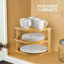 Cabinet Organizer Shelf - Bamboo Corner Rack for Kitchen Counter, Cabinet Space Saver for Plates, Dishes, Bowls, Bread - Pantry and Bathroom Storage or Countertop - Useful Home & Housewarming Gift by CozyNest Decor