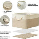 SIMPLE HOUSEWARE Large Fabric Storage Bin, 15.7" x 12" with Braided Handles, 3 Pack, Beige by CozyNest Decor