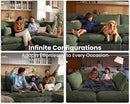 Oversized Modular Sofa, Extra Deep Cloud Corduroy Sectional Couch with Ottoman Chaise, Fluffy Chenille 4 Seat L-Shaped Sofa for Living Room, Villa (L Shape 4 Seater, Corduroy Green) by CozyNest Decor