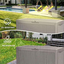 100 Gallon Storage Box, Waterproof Resin Deck Box with Hydraulic Piston Design, Lockable Storage Bench for Package Delivery, Storage Bin for Patio Cushions, Garden Tools, Grey by CozyNest Decor