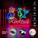 Parrot Cocktail Neon Sign for Wall Decor Bar LED Light Beer Wine Alcohol Man Cave Garage USB Powered Dimmable Art Signs by CozyNest Decor