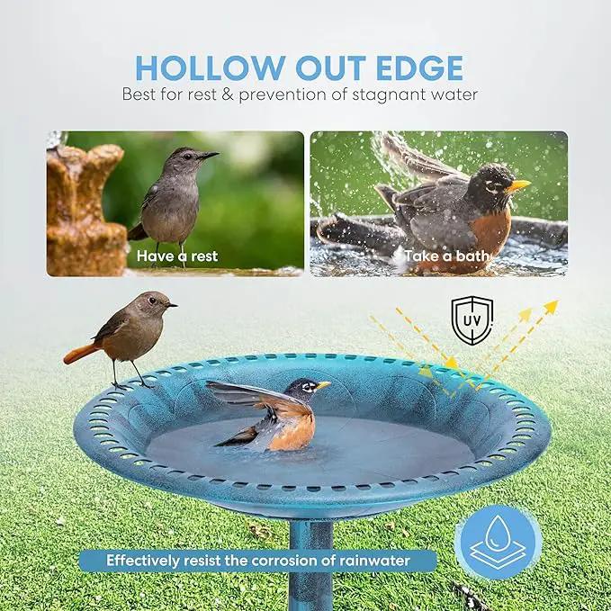 VIVOHOME 28 Inch Height Polyresin Lightweight Antique Outdoor Garden Bird Bath Blue, photo 5 of 7