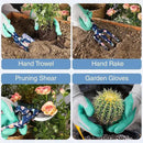 WORKPRO 5PCS Garden Tool Set, Aluminum Heavy Duty Gardening Tool Set with Garden Tool Bag, Outdoor Garden Hand Tools, Blue Insect and Flower by GreenHaven Gardens