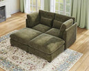 Oversized Modular Sofa, Extra Deep Cloud Chenille Sectional Couch with Ottoman Chaise, Fluffy Chenille 2 Seater Sofa Bed for Living Room, Villa (Sofa Bed 4 Seater, Chenille Green) by CozyNest Decor