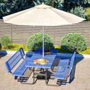79'' Steel Rectangular Picnic Table for Outdoors, with backrest, Expanded, Lifetime Picnic Table with Umbrella Hole, Heavy Duty Sturdy Commercial Picnic Tables for Garden Courtyard BBQ, Blue by GreenHaven Gardens