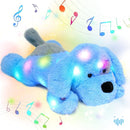 Hopearl LED Musical Stuffed Puppy Lighting Up Singing Plush Dog Adjustable Volume Lullaby Animated Soothe Birthday Festival for Kids Toddler Girls, Blue, 17'' by TinyTreasures Baby Boutique