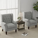 Accent Chair, Upholstered Armchair with Button Tufted High Back & Solid Wood Legs, Comfy Wingback Reading Single Sofa Chair for Small Spaces, Living Room, Bedroom (Light Grey, Set of 1) by CozyNest Decor