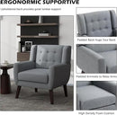 UIXE Accent Chair, Modern Upholstered Armchair in Fabric for Living Room, Comfy Club Arm Chairs Single Sofa Button Tufted Bedroom Reading Seat - Gray, Set of 4 by CozyNest Decor