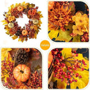Glitzhome 24 inch Artificial Fall Wreath Decor, Autumn Maple Leaf Wreath for Front Door with Dahlia Pumpkin, Leaf and Berry Wreaths for Autumn Harvest Thanksgiving Halloween Decor by CozyNest Decor