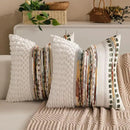 Boho Chenille Tufted Couch Throw Pillow Covers 18x18 Inch Set of 2 Farmhouse Striped Decorative Pillow Covers Accent Neutral Pillowcase Forest Cushion Cover for Living Room Sofa Bed by CozyNest Decor