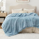 Bedsure GentleSoft Fluffy Light Blue Blankets Queen Size for Bed, Thick Sherpa Faux Fur Fleece Fuzzy Plush Winter Warm Soft Full Queen Blankets, Bedroom Decor Blue Cozy Gifts for Women Men, 90x90 by CozyNest Decor