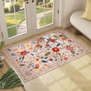 3x5 Area Rug, Floral Pink Washable Rug for Entryway, Non Slip Flower Area Rugs, Soft Low Pile Indoor Doormat Small Carpet, Rugs for Living Room Bedroom Nursery Kitchen Dining Room, Pink/Beige by TinyTreasures Baby Boutique