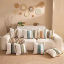 Boho Chenille Tufted Couch Throw Pillow Covers 18x18 Inch Set of 2 Farmhouse Striped Decorative Pillow Covers Accent Neutral Pillowcase Brown Cushion Cover for Living Room Sofa Bed by CozyNest Decor