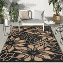 GENIMO Outdoor Rug Waterproof for Patio Decor, 9' x 12' Reversible Plastic Straw Floral Camping Carpet, Large Area Rugs Mats for RV, Camper, Deck, Balcony, Porch, Beach, Picnic, Black & Brown by CozyNest Decor