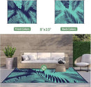 GENIMO Outdoor Rug 8' x 10' Waterproof for Patios Clearance, Reversible Outdoor Plastic Straw Camping Rug Carpet, Large Area Rugs Mats for RV, Camper, Deck, Balcony, Porch, Beach, Navy Blue&Jade Green by CozyNest Decor